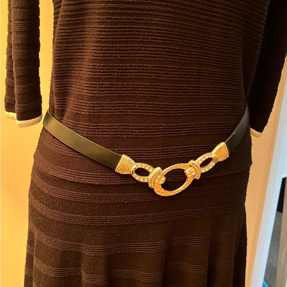 Chicos Black Leather Belt with Silver Sparkly Hardware size ML. - Picture 2 of 8